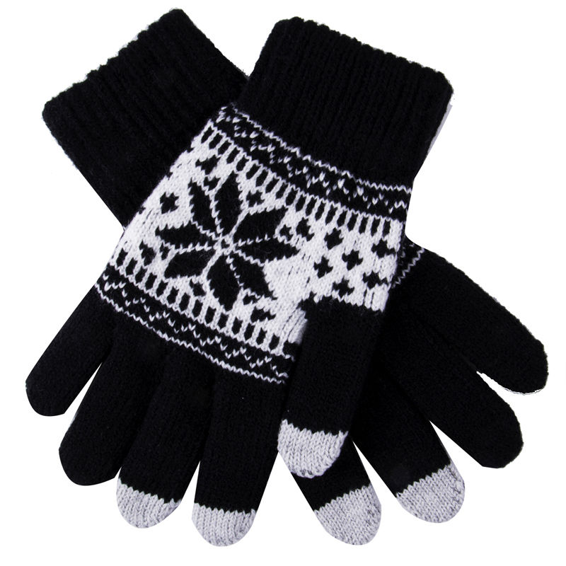 Warme Winter Handschuhe Strick berühren Handschuhe Männer Frauen Handschuhe Touchscreen Handschuh verrotten Weiß Rosa: Schwarz und Weiß