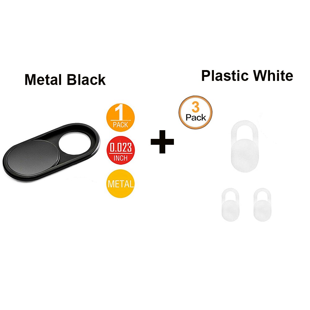 Computerkamera covermetal/plastic webcam cover slide til mac, macbook pro, imac, laptop, surfcase pro, echo show, telefon kamera blok: Sort hvid