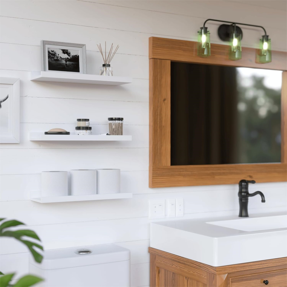 Estantes flotantes montados en la pared, Juego de 3 estantes de madera rústica con de repisa para dormitorio, sala de estar, cocina, estante de almacenamiento de pared