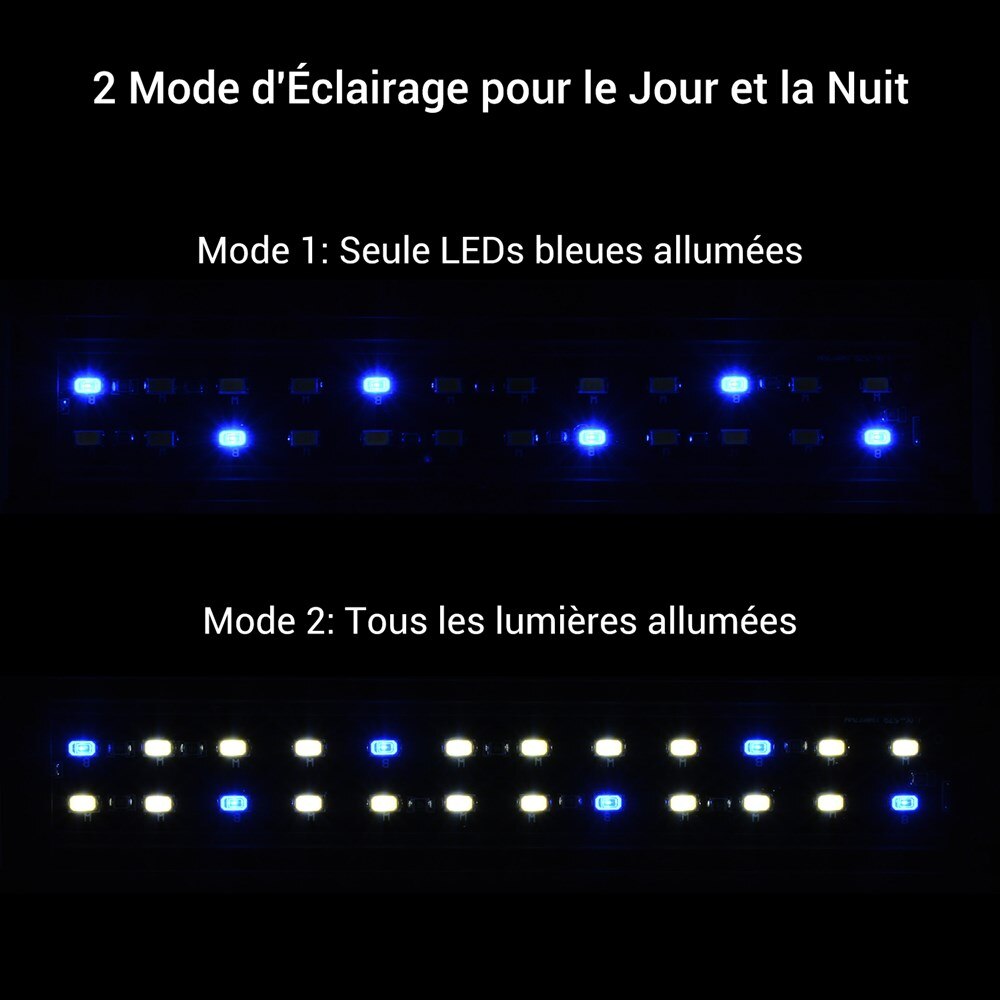NICREW-Luz LED impermeable para acuario, iluminación de crecimiento de plantas de agua dulce, lámpara blanca y azul de 16W para acuario de 45-61cm