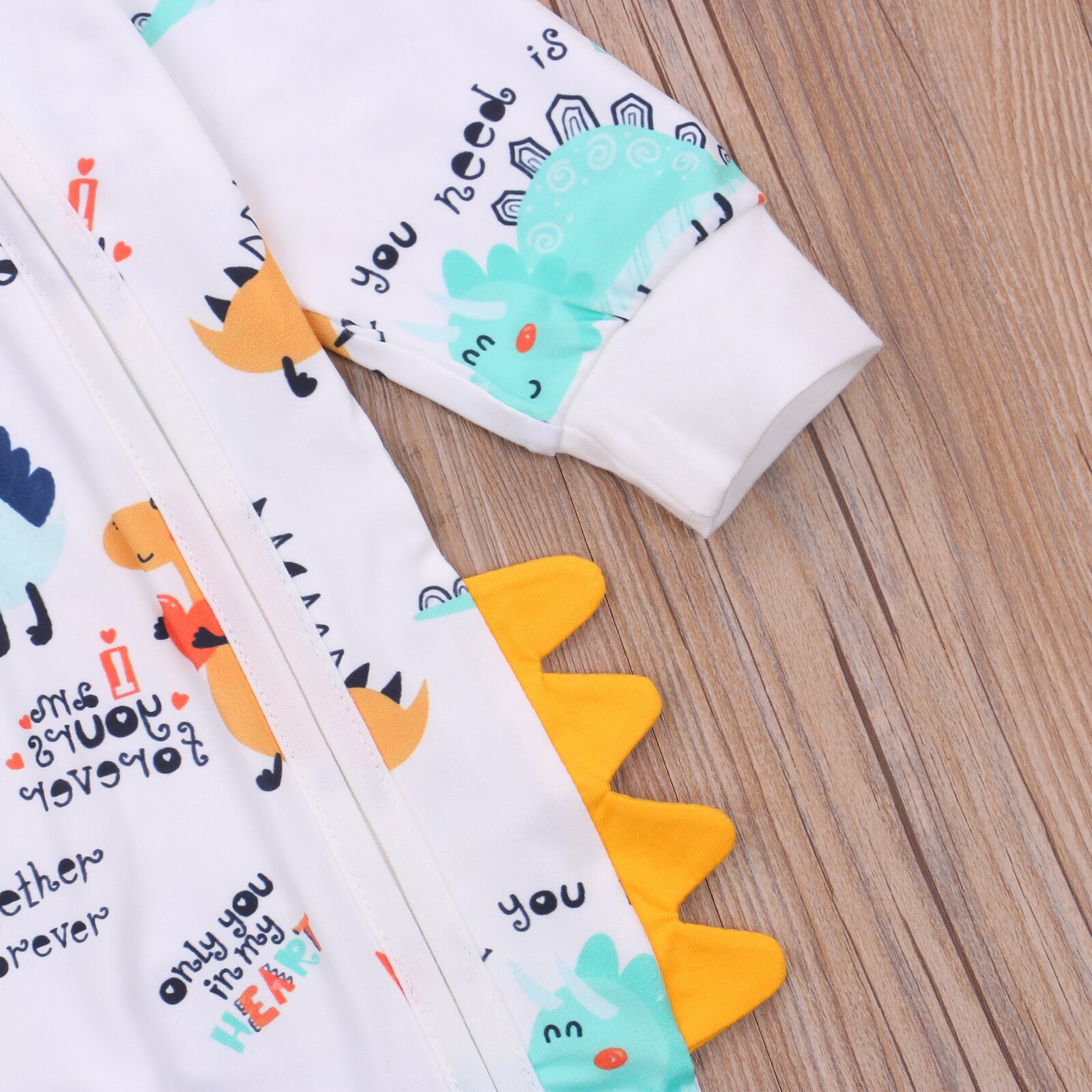 Pudcoco Herbst Winter 0-12M Kleinkind Baby Junge Mädchen Dinosaurier Druck Langarm Footie Reißverschluss Bein Schmücken Gesamt