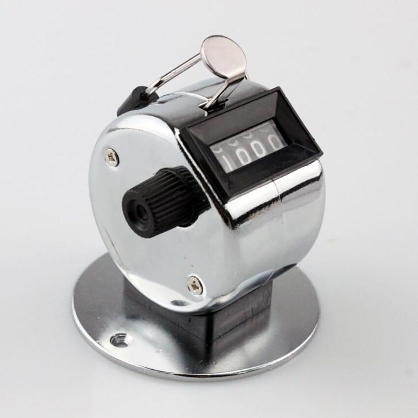 Desktop Hand Counter with Metal Base 4 Digit 0-9999 Mechanical Counters Handheld Pitch Click Counter Number Count for Knitting