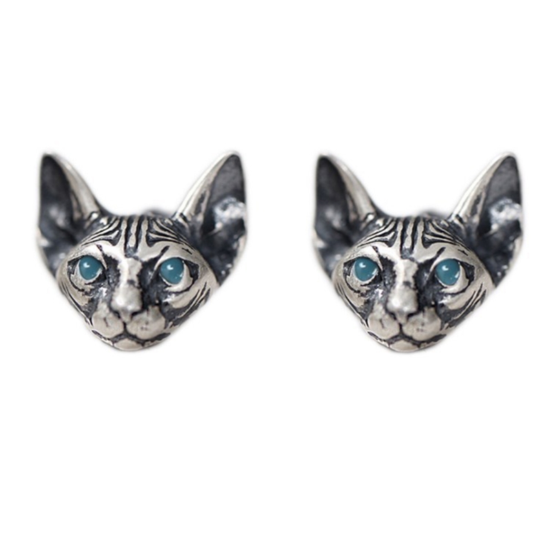 1 Paar Vintage Sphink Katten Stud Oorbellen Hypoallergeen Punk Katten Oorbellen Gothic Cool Oorbellen Unisex Mode-sieraden