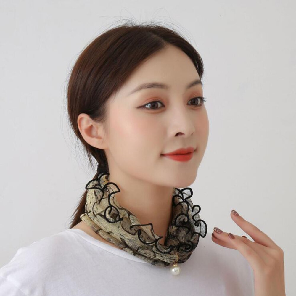 Lace Pearls Scarf Wood Ears Gold Thread Lace Variety Lady Neck Hair Chiffon Scarves Soft Spring Summer Scarf Mother's Day: 11