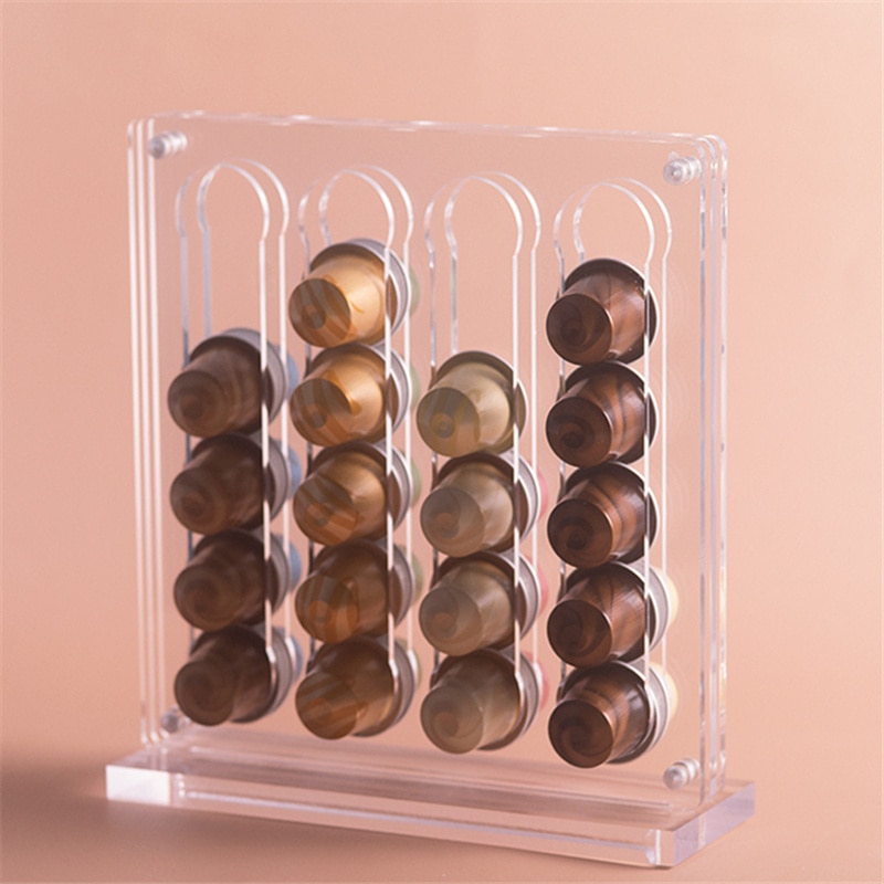 Gennemsigtig nordisk akryl nespresso kaffepuder holder display rack kaffe kapsel stativ køkken kapsel opbevaring rack