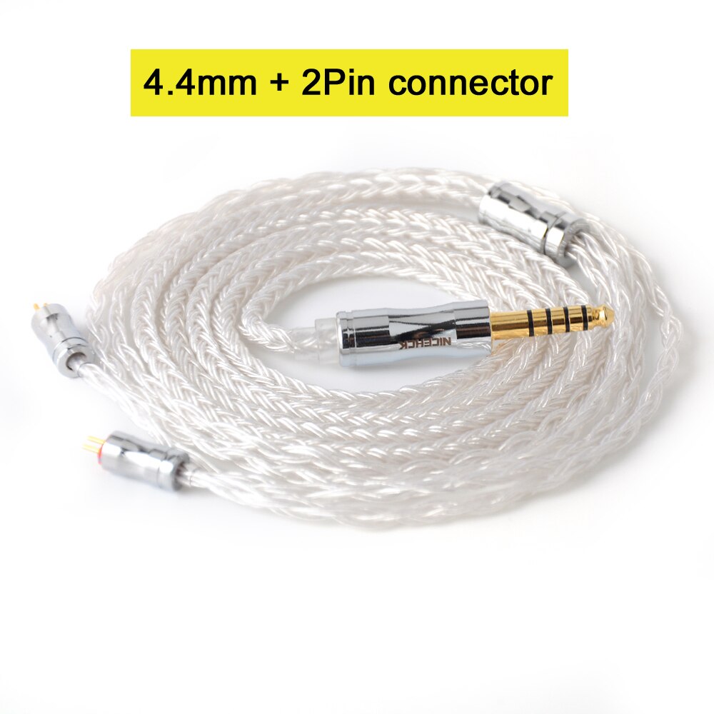 NICEHCK C16-1 16 Cores Silver Plated Cable 3.5/2.5/4.4mm Plug MMCX/2Pin/QDC/NX7 For TFZ KZCCA ZSX C12 NICEHCK NX7 PRO BL-03: 4.4mm With 2Pin