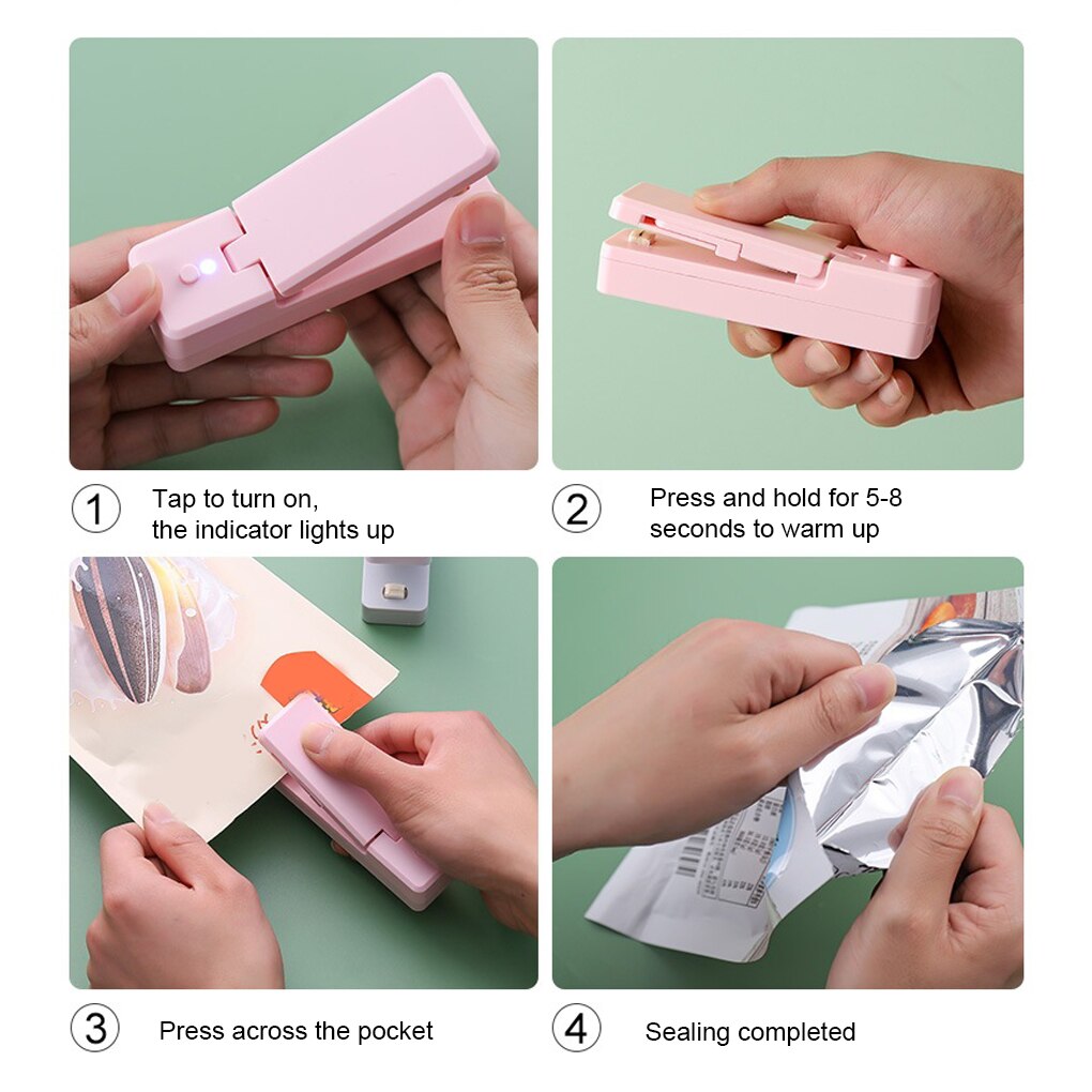 Mini Sealmachine Keuken Oplaadbare Zak Sluitmachine Handleiding Voedsel Snacks Behoud Capper Seal Apparaat Grijs