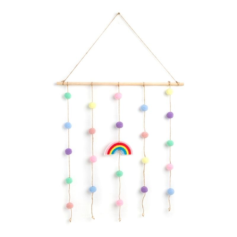 Trä vägghängande dekor regnbåge handgjorda konst ornament barn sovrum dekoration
