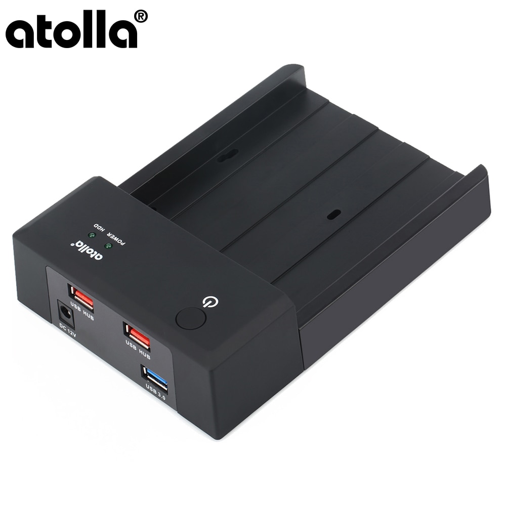 atolla SATA to USB 3.0 HDD Enclosure External Hard Drive Docking Station for 2.5 3.5 inch HDD/SSD with 2 Data/Charging USB Port