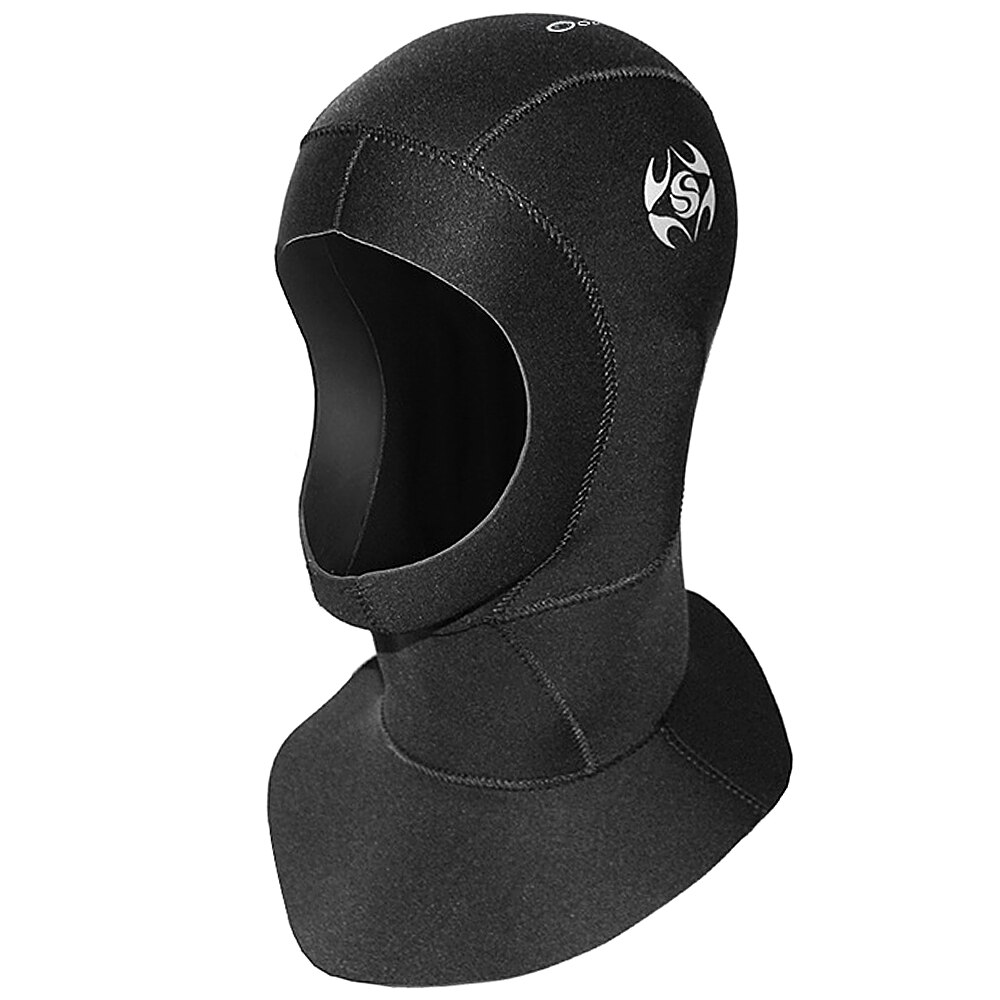 Capucha de buceo de neopreno de 3MM con hombros para invierno, gorro de protección para mantener el calor, equipo de esnórquel para pesca submarina: L