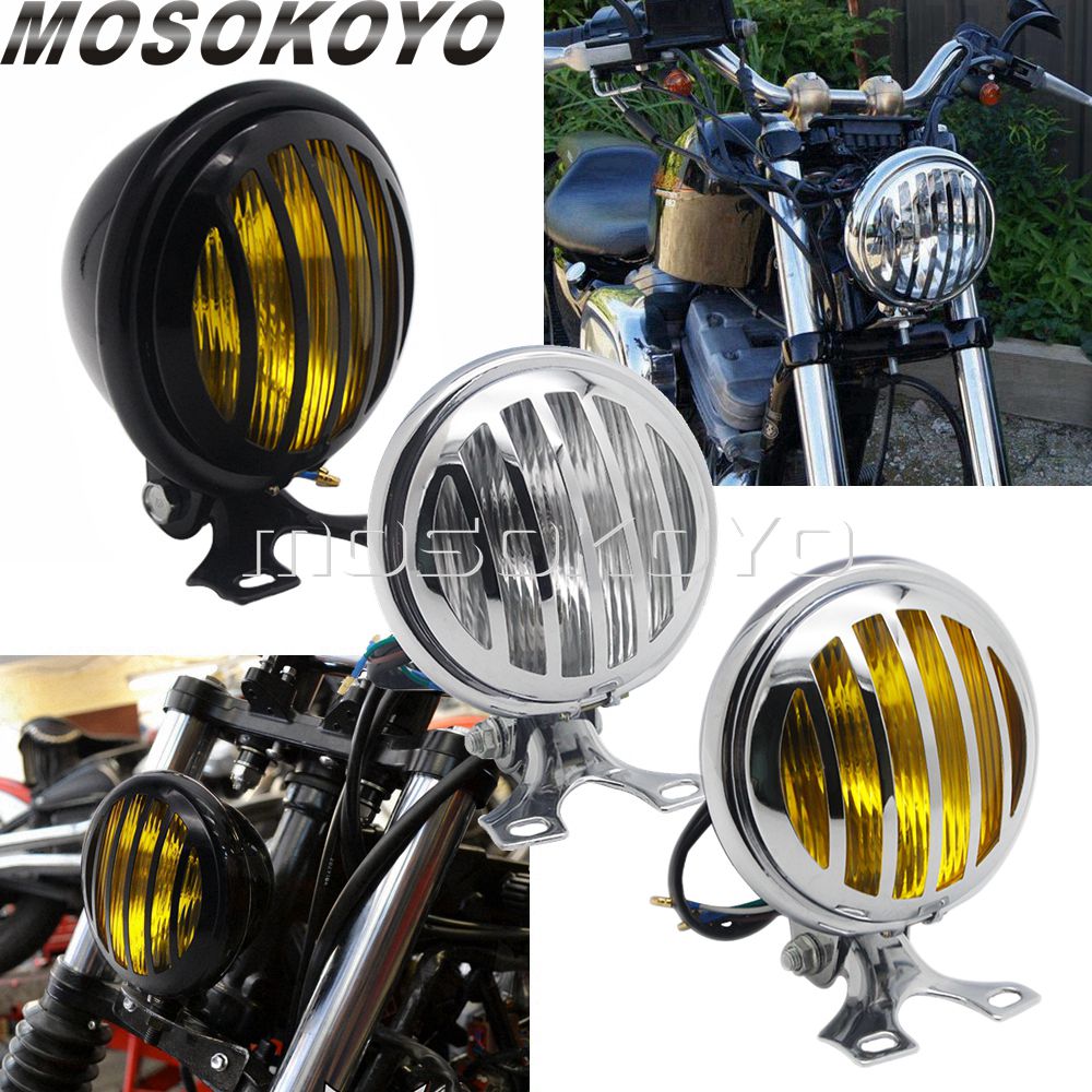 5 Inch Universele Vintage Motorcycle Head Lamp Lampenkap Grill Cover Bracket Masker Mount Koplamp Voor Harley Cafe Racer Bobber