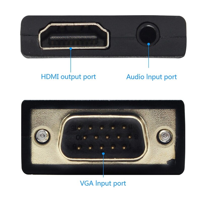 VGA macho a HDMI hembra con Adaptador de Audio, compatible con señal 1080P, transmisor y receptor Bluetooth, USB inalámbrico