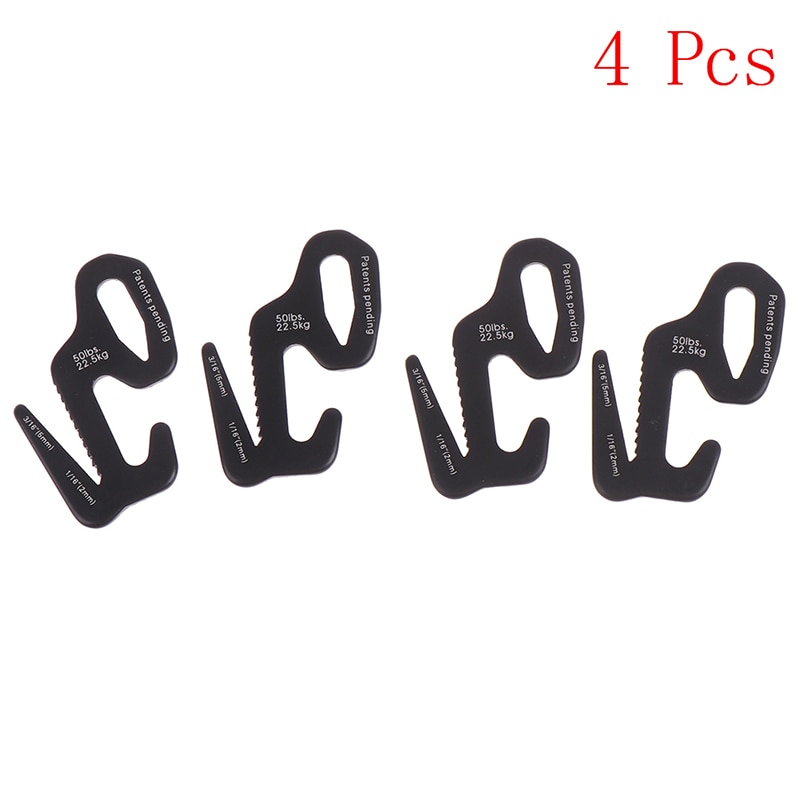 4 stuks 9- vormige draagbare tenttouwgespen, trekker en spanner, zwarte touwgespstopper, outdoor kampeerkoordbevestigingsgereedschap
