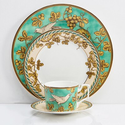 bone china plate Ceramic tableware set steak salad plate Dessert Plate saucer gold bird classic series