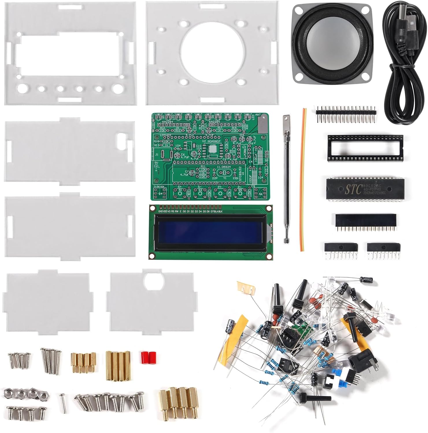FM Radio DIY Kit Soldering Projects Radio with LED Flashing Lights FM 87-108MHz Soldering Practice Kit DIY Radio for LearninG: Default Title