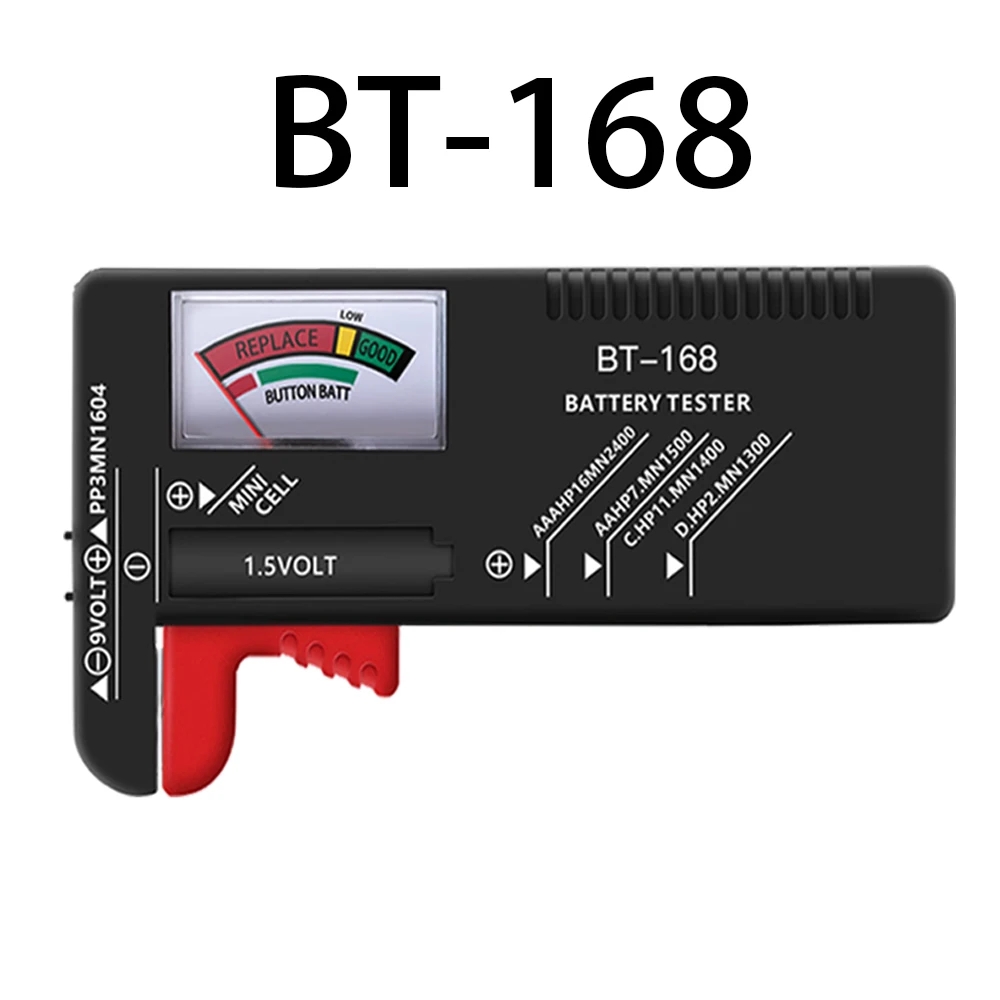 Batteries Tester Digital Capacity Universal Button For Lithum N /AAA/CAA/D/1.5V Cell Batteries Tester Checker BT168 Power: black