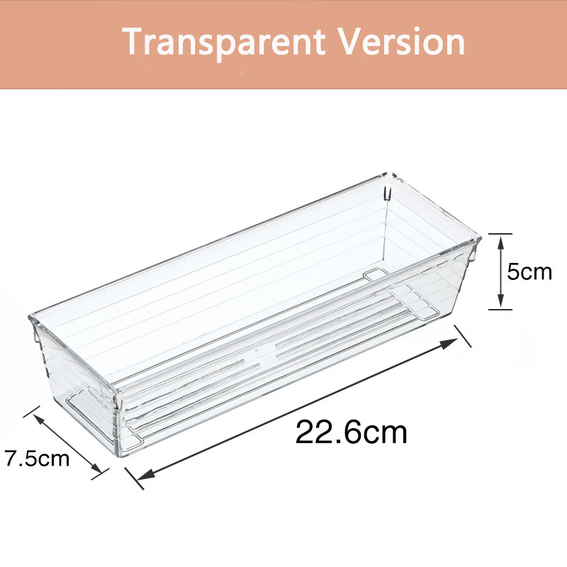Clear Drawer Organizer Transparent Drawer Divider Storage Box Bins Case for Utensil Cosmetic Groceries Kitchen Tableware: Brown