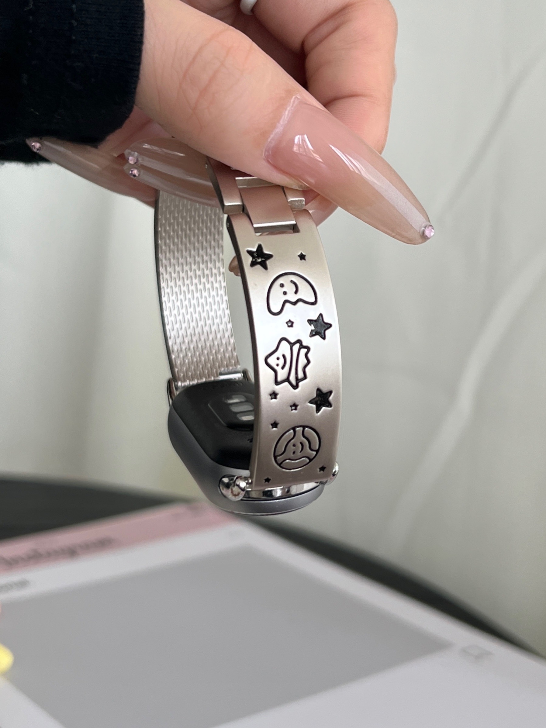Bracelets de montre intelligente haut de gamme : bracelets durables et élégants pour montre Xiaomi Miband - Meilleures bandes de remplacement Lune, étoiles, graffiti, métal: xxxxl / WHITE