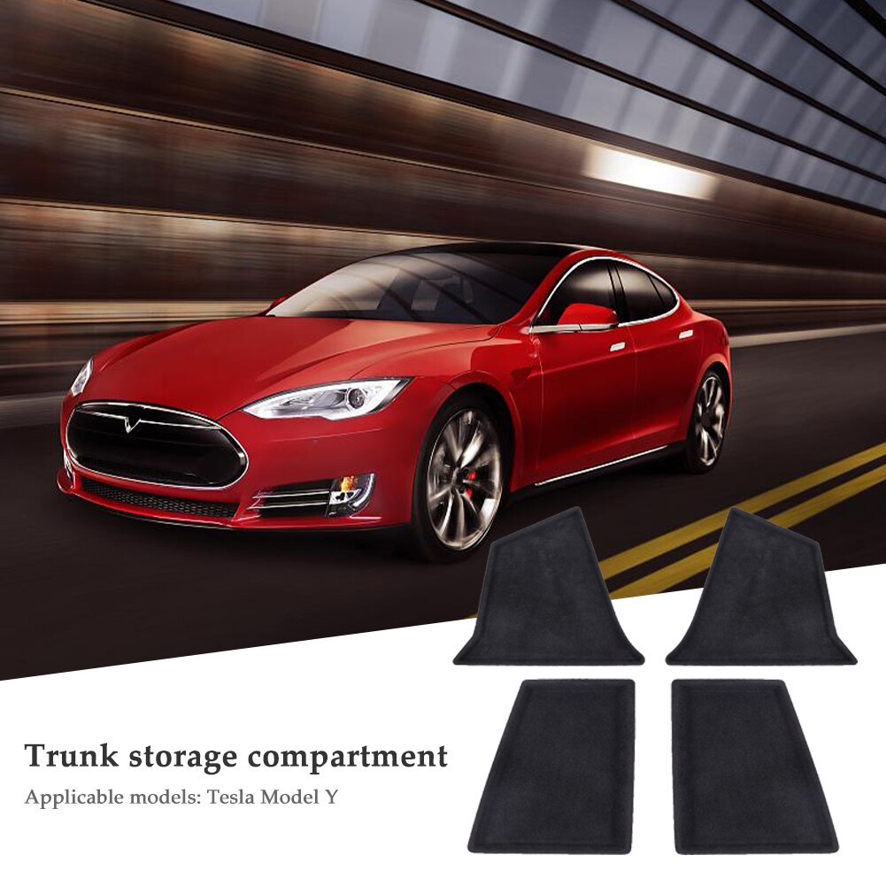 4pcs Car Rear Trunk Side Storage Box Divider Cover for Tesla Model Y Extinguisher Partition Panel Interior Trim Refit Board