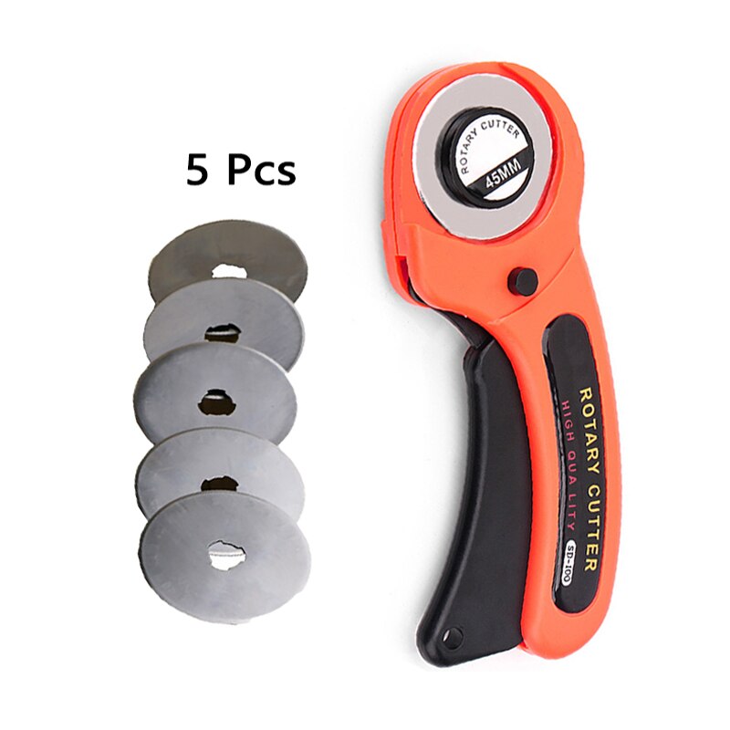 45MM Rotating wheel cloth knife leather knife paper knife round wallpaper knife hob dotted curve wavy line utility knife Cutter: Knife with 5 Blade