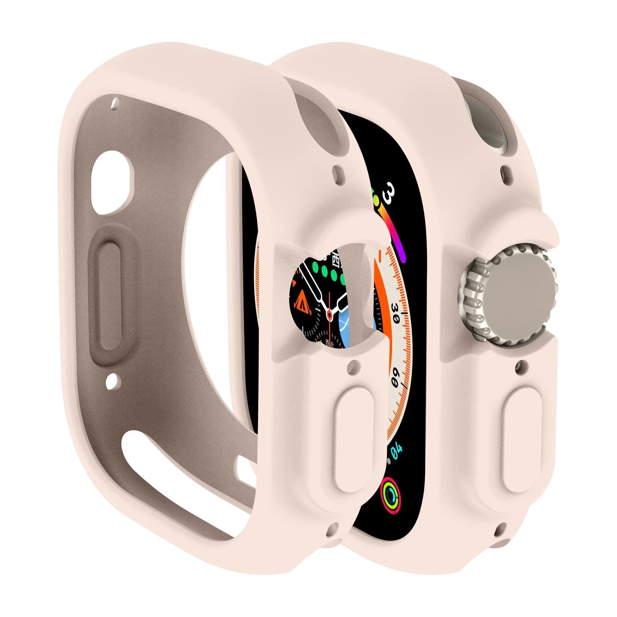 Hoesje voor apple watch ultra 2 met 49mm bandjes, rondom schokbestendig, tpu-beschermend, zacht siliconen bandje, bumper, krasbestendig.