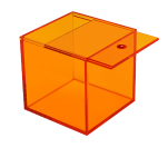 Kleurrijke Translucent Acryl Display Box Vierkante Kubus Voor Bureau/Home Decor, Snoep Sieraden Accessorie Storage Case: L / Rood