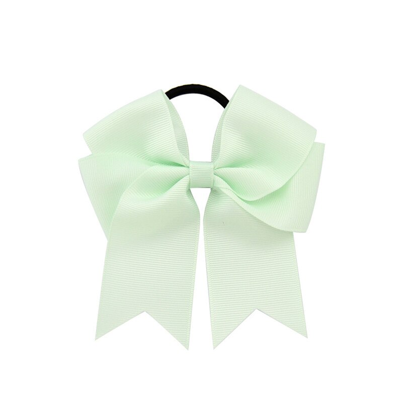 4.5 Inch Girls Cute Solid Cheerleading Bow Women Elastic Hair Bands Ribbon Rope Ponytail Holder Hair Ties Kids Hair Accessories: 19 Light Green
