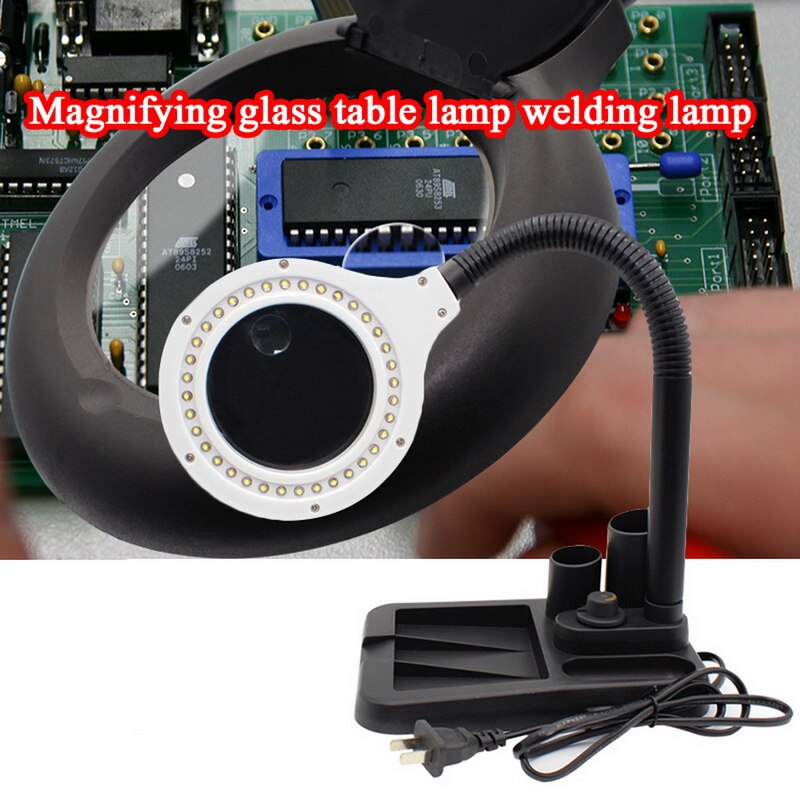 6W 40LED 5X/10X Magnifier Glass with Gadget Storage Desk Lamp Beside Light Magnifying Lens Printing LED desk lamp