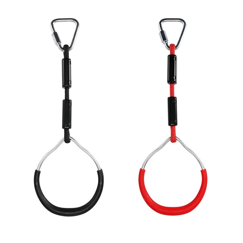 2 stk tunge swing gymnastikringe børn trapeze bar pull up gymringe ring til børn drenge piger rød & sort
