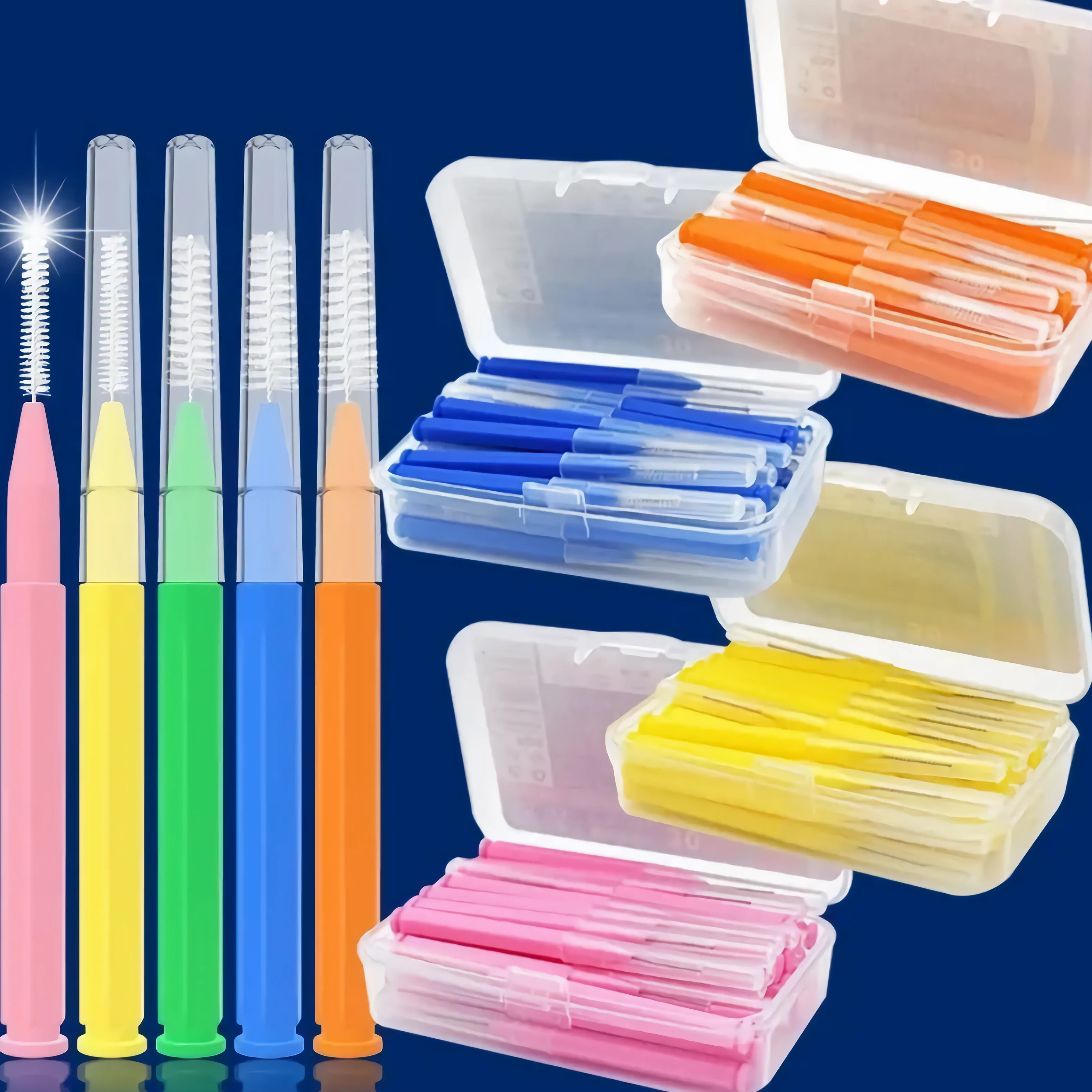 Kit de 30 pièces de pics dentaires Premium, brosses interdentaires portables et bâtons de fil dentaire pour un nettoyage efficace des dents, soins bucco-dentaires