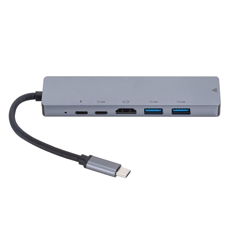 6 IN 1 USB HUB USB3.1 Type-C to HDMI RJ45 6-In-1 USB HUB Docking Station Host Usb-C Port Expander for Nintendo