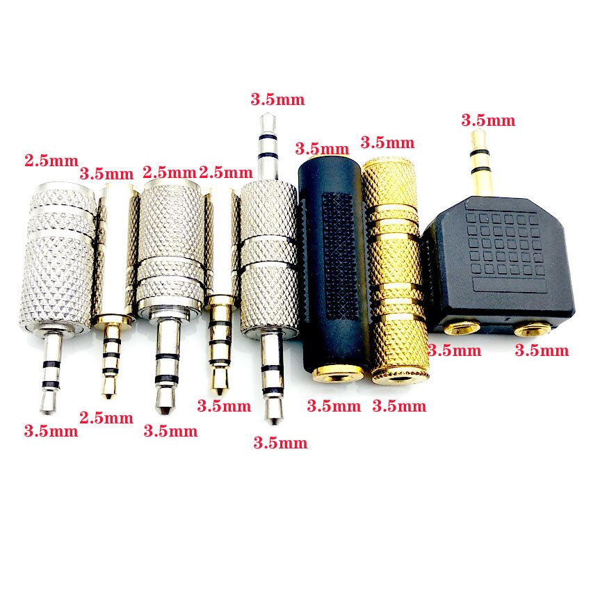 Adaptador de Audio de 3 piezas para altavoz, conector macho a hembra de 3,5 MM, 2,5mm a 2,5mm, Cable auxiliar para auriculares, 3,5