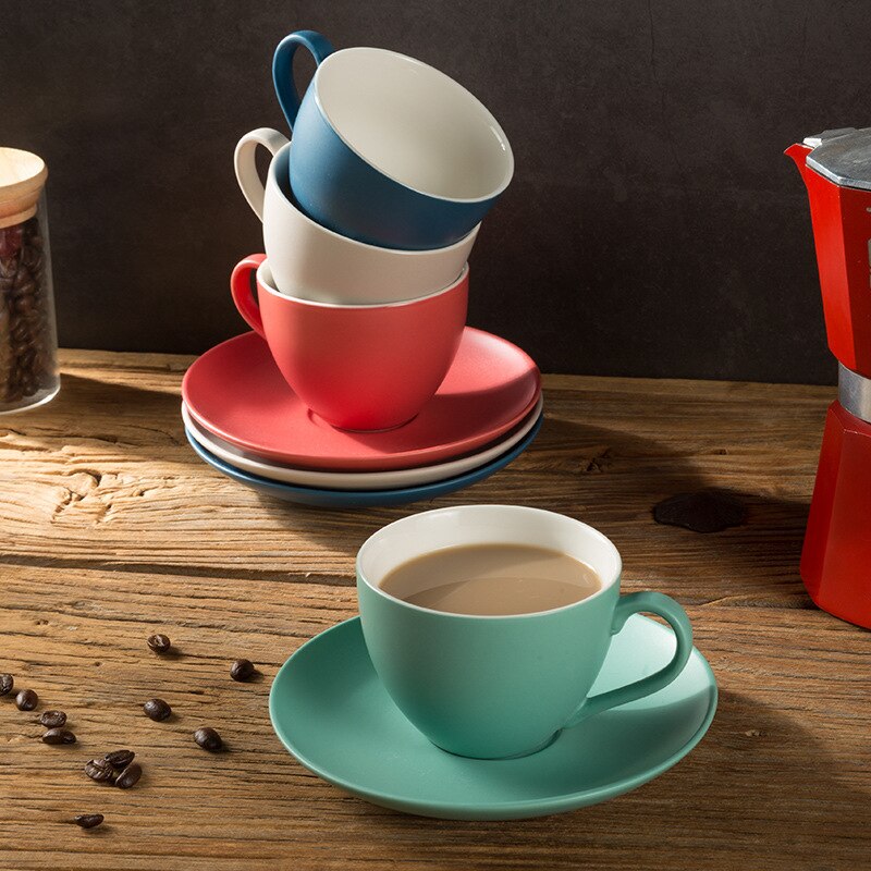 Large Capacity Ceramic Coffee Cup and Saucer Set Tableware Breakfast Milk Afternoon Tea Cappuccino Latte Mug for Dad Mom