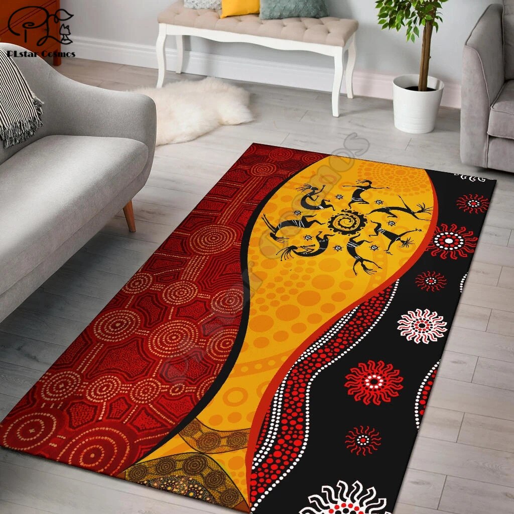Aboriginal og torres strædet tæppe firkantet skridsikkert område gulvmåtte 3d tæppe skridsikker måtte stue blødt soveværelse tæppe: 5 / 90 cm x 120cm