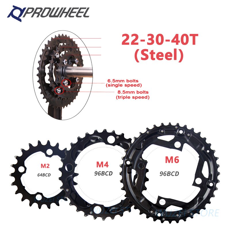 Mtb pyörä 104/96/64 bcd ketjurengas 22/24/30/32/40/42/44t kaksinkertainen/kolminopeuksinen ketjurengas 2 x 10v 3 x 10s ketjupyörä shimano-kammelle: M2 m4 m6