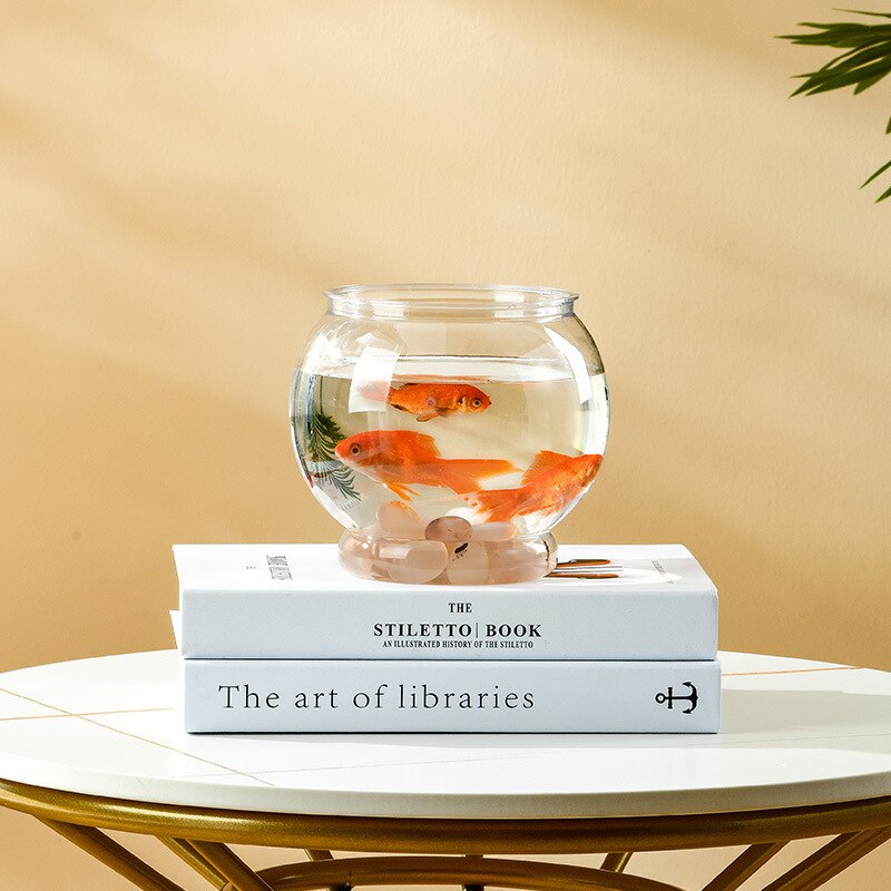1PC PET fish tank transparent desk decoration fish bowl visible aquatic animal landscape goldfish habitat turtle tank: M