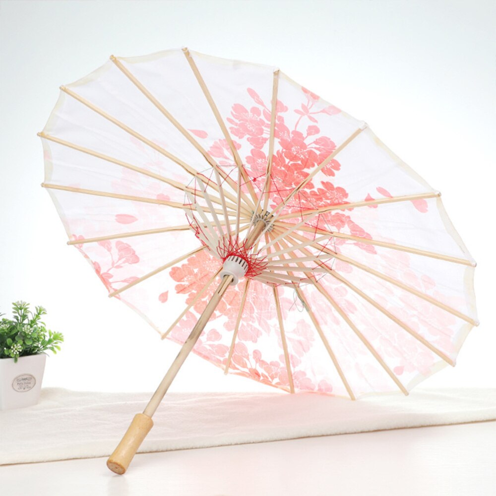 Mini Bamboo Umbrella Classical Chinese Style Cosplay Umbrella Stage Dance Prop Craft Umbrella Photography Prop (Pink)