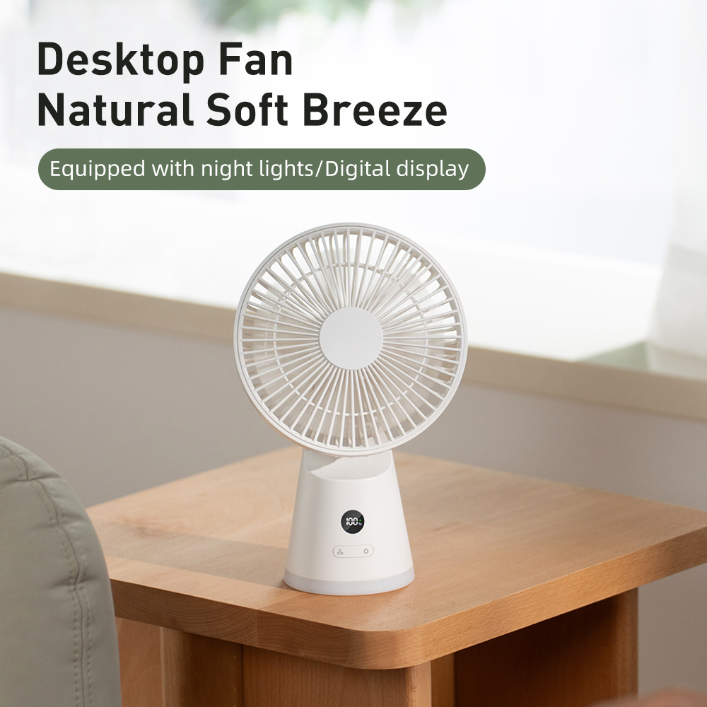 Vvissko Usb Bureauventilator Sterke Luchtstroom & Stille Werking Drie-Speed Wind Mini Tafelventilator 3600Mah Voor Thuiskantoor Slaapkamer