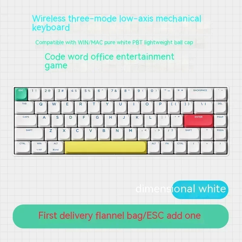 Xinmeng-Clavier mécanique C68 Bluetooth à profil bas, clavier de bureau RVB remplaçable à , trois modes, iPad, tablette, PC, joueur: Olive / Interrupteur Brun