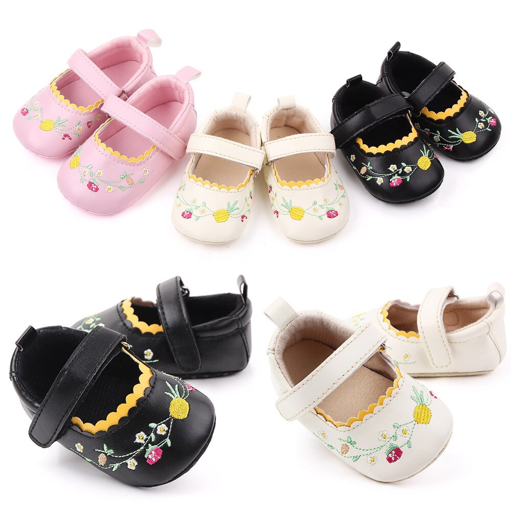 Newborn Baby Girl Crib Shoes Baby Shoes Embtoider Flowers Princess Baby Girl Shoes Toddler Infant Footwear 1 Year Old