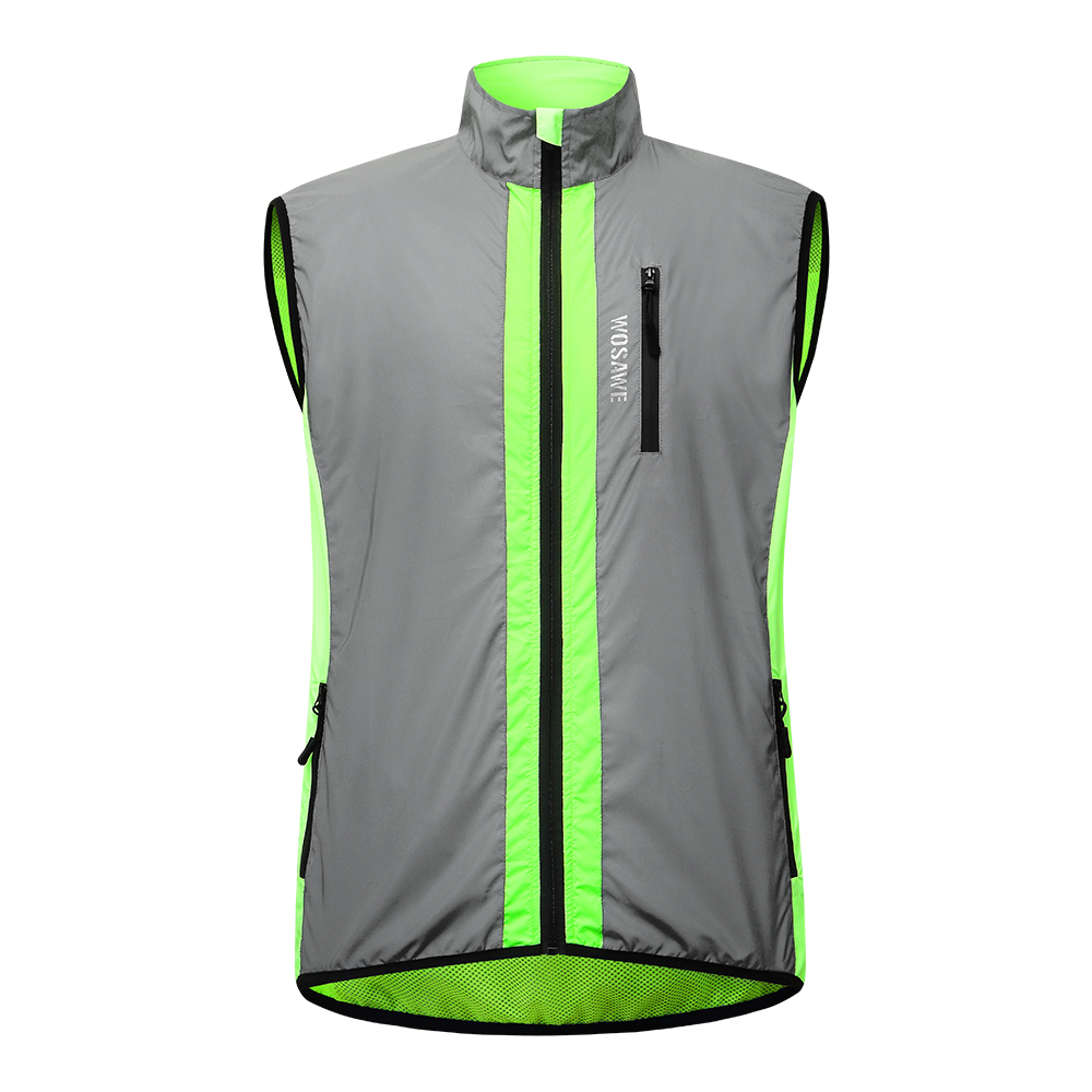 WOSAWE-Chaqueta de ciclismo segura, cortavientos de alta visibilidad, mezcla de colores fluorescentes y paneles plateados reflectantes: BO224 Vest / XXL