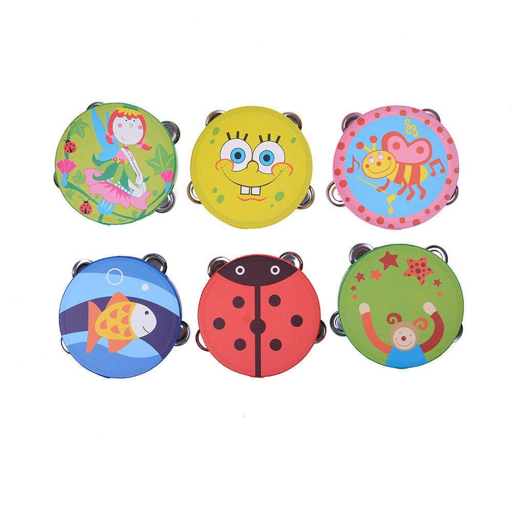 1 x Drum Rattles Wooden Musical Drum Rattles Educational Hand Held Drum Bell Random: Default Title