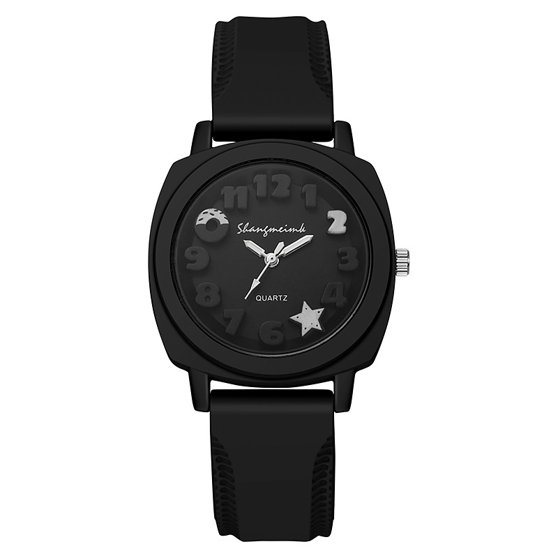 Reloj de mujer con esfera árabe 3D de , relojes cuadrados con banda de silicona de Color caramelo: Multicolor