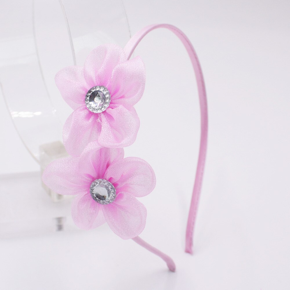 Sød chiffon blomst diamanter hårbånd bløde blomster hårbånd blomster kvinder pandebånd børn hår tilbehør til piger