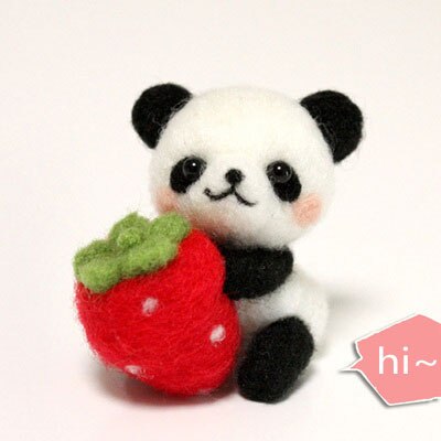 Sød panda håndlavet legetøjsdukke til hendes uldfilt stukket kitting ikke-færdig diy uldfiltpakning: A0117