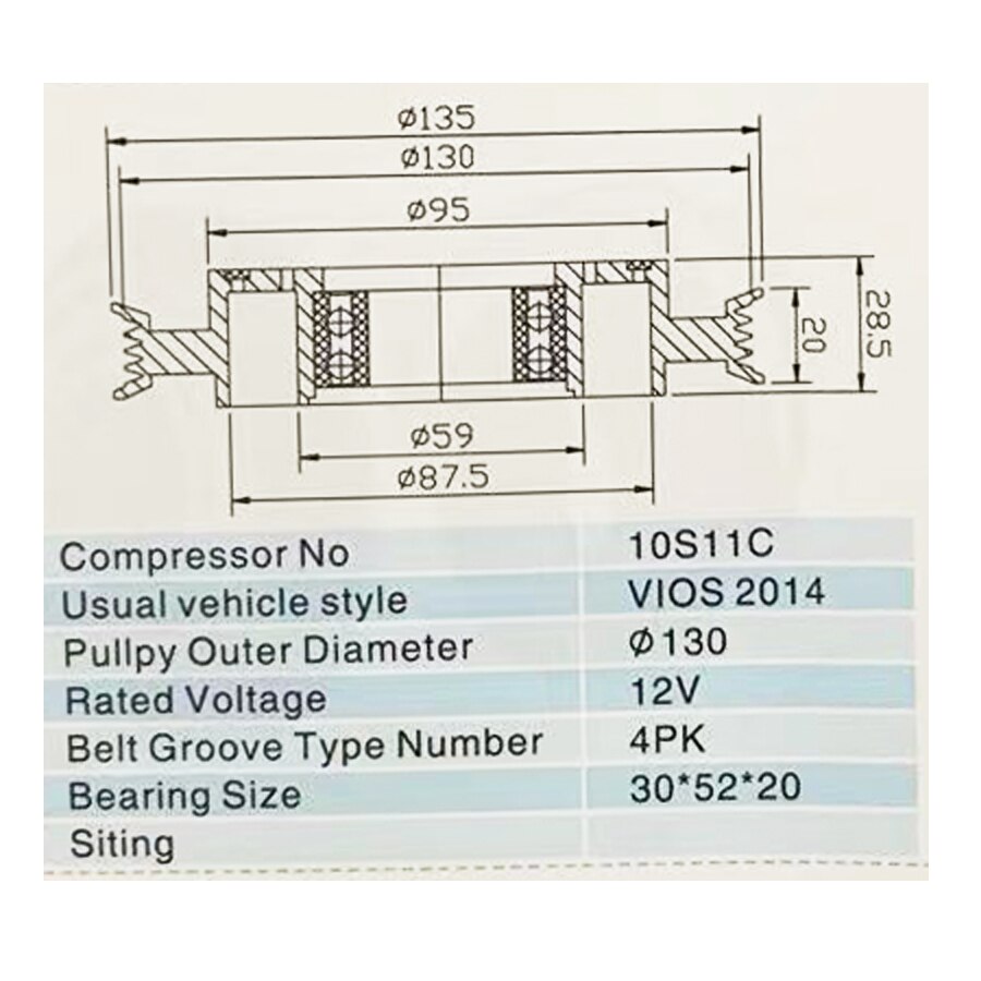 10S11C Auto A/C Air Conditioning Compressor Clutch For TOYOTA VIOS 12V 4PK 30*52*20 ac clutch