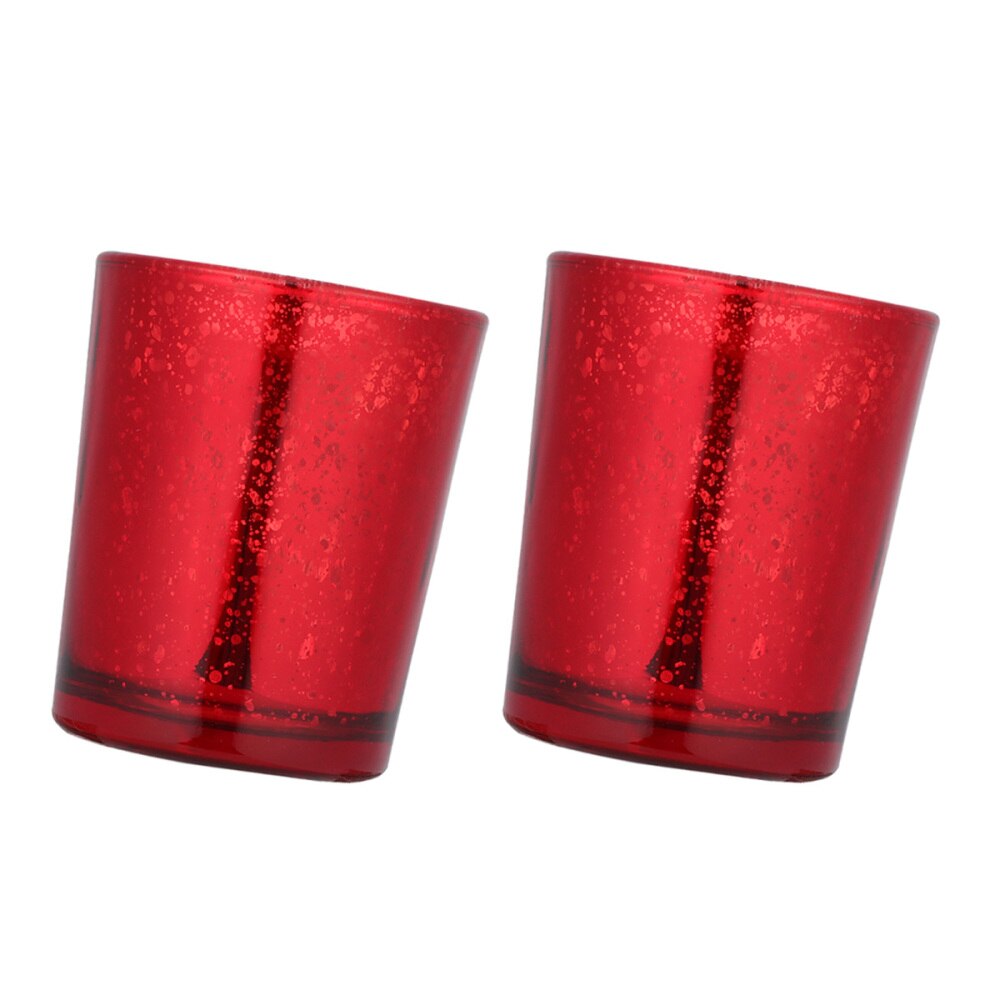 2pcs Glass Candle Cups DIY Candlestick Table Centerpiece Decor Scented Candle Holder (Silver)