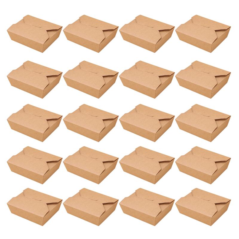 20 Pcs Kraftpapier Lunchbox Wegwerp Maaltijd Prep Containers Voedsel Afhalen Dozen Voor Restaurant Home: 1080ml