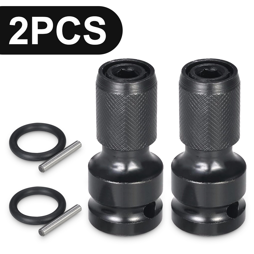 Llave de impacto hexagonal de 1/2 pulgadas a 1/4 pulgadas, conjunto de adaptador, convertidor de unidad de llave inglesa, herramienta de liberación rápida: 2Pcs Upgraded
