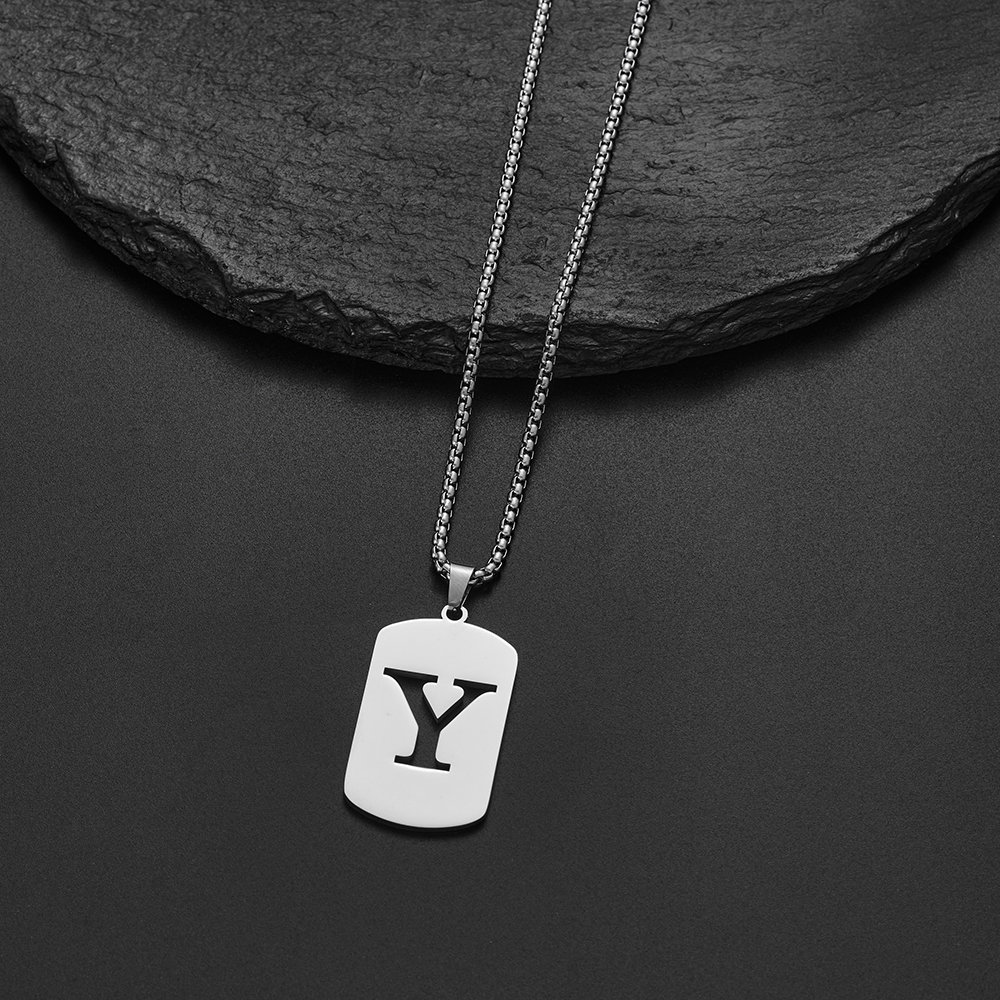 Collar con colgante de letras del nombre inicial para Hombre y mujer, joyería de acero inoxidable con A-Z del alfabeto, delicado, 2024